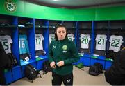 5 December 2023; Lucy Quinn of Republic of Ireland before the UEFA Women's Nations League B match between Northern Ireland and Republic of Ireland at the National Football Stadium at Windsor Park in Belfast. Photo by Stephen McCarthy/Sportsfile