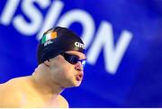 6 December 2023; Liam O’Connor of Ireland before competing in the 100m breaststroke during day two of the European Short Course Swimming Championships 2023 at the Aquatics Complex in Otopeni, Romania. Photo by Nikola Krstic /Sportsfile