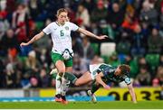 5 December 2023; Megan Connolly of Republic of Ireland in action against Caragh Hamilton of Northern Ireland during the UEFA Women's Nations League B match between Northern Ireland and Republic of Ireland at the National Football Stadium at Windsor Park in Belfast. Photo by Stephen McCarthy/Sportsfile