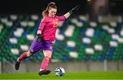 5 December 2023; Northern Ireland goalkeeper Maddison Harvey Clifford during the UEFA Women's Nations League B match between Northern Ireland and Republic of Ireland at the National Football Stadium at Windsor Park in Belfast. Photo by Stephen McCarthy/Sportsfile