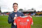 7 December 2023; Shelbourne FC new signing John Martin poses for a portrait at Tolka Park in Dublin. Photo by Tyler Miller/Sportsfile