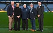 9 December 2023; Pictured, from left, James Hayden of Cumann na mBunscol, Allianz sponsorship executive Katie Bradley, Tadhg Kenny of Cumann na mBunscol, Jerry Grogan of Cumann na mBunscol and Religious and Education CRE Sean Doolin at the 2023 Allianz Cumann Na mBunscol Annual Football Awards at Croke Park in Dublin. Photo by Eóin Noonan/Sportsfile