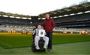 9 December 2023; Pictured is Kyle Baker of St. Malachy's, Ennistymon with Damian Lawlor at the 2023 Allianz Cumann Na mBunscol Annual Football Awards at Croke Park in Dublin. Photo by Eóin Noonan/Sportsfile