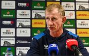 8 December 2023; Head coach Leo Cullen during a Leinster Rugby media conference at UCD in Dublin. Photo by Harry Murphy/Sportsfile