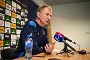 8 December 2023; Head coach Leo Cullen during a Leinster Rugby media conference at UCD in Dublin. Photo by Harry Murphy/Sportsfile