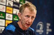 8 December 2023; Head coach Leo Cullen during a Leinster Rugby media conference at UCD in Dublin. Photo by Harry Murphy/Sportsfile