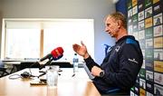 8 December 2023; Head coach Leo Cullen during a Leinster Rugby media conference at UCD in Dublin. Photo by Harry Murphy/Sportsfile