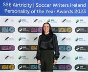 8 December 2023; Shamrock Rovers' Aine O'Gorman during the SSE Airtricity / Soccer Writers Ireland Awards 2023 at the Dublin Royal Convention Centre in Dublin. Photo by Stephen McCarthy/Sportsfile