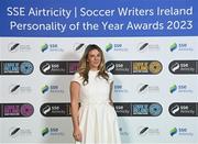 8 December 2023; Marie Crowe during the SSE Airtricity / Soccer Writers Ireland Awards 2023 at the Dublin Royal Convention Centre in Dublin. Photo by Stephen McCarthy/Sportsfile