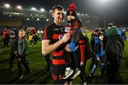 3 December 2023; Barry Coughlan of Ballygunner with his son Connla after the AIB Munster GAA Hurling Senior Club Championship final match between Ballygunner, Waterford, and Clonlara, Clare, at FBD Semple Stadium in Thurles, Tipperrary. Photo by Brendan Moran/Sportsfile