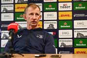 8 December 2023; Head coach Leo Cullen during a Leinster Rugby media conference at UCD in Dublin. Photo by Harry Murphy/Sportsfile