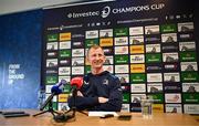 8 December 2023; Head coach Leo Cullen during a Leinster Rugby media conference at UCD in Dublin. Photo by Harry Murphy/Sportsfile