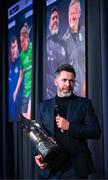 8 December 2023; Shamrock Rovers manager Stephen Bradley with the Men’s Personality of the Year award is interviewed during the SSE Airtricity / Soccer Writers Ireland Awards 2023 at the Dublin Royal Convention Centre in Dublin. Photo by Stephen McCarthy/Sportsfile