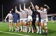 8 December 2023; Bordeaux-Begles players celebrate after their side's victory in the Investec Champions Cup Pool 1 Round 1 match between Connacht and Bordeaux-Begles at The Sportsground in Galway. Photo by Seb Daly/Sportsfile
