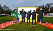 9 December 2023; Ireland women's u23 athletes, from left, Ava O'Connor, Danielle Donegan, Anika Thompson, Aoife O'Cuill and Eimear Maher during a course inspection and training session ahead of the SPAR European Cross Country Championships at Laeken Park in Brussels, Belgium. Photo by Sam Barnes/Sportsfile