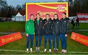9 December 2023; Ireland women's u23 athletes, from left, Ava O'Connor, Danielle Donegan, Anika Thompson, Aoife O'Cuill and Eimear Maher during a course inspection and training session ahead of the SPAR European Cross Country Championships at Laeken Park in Brussels, Belgium. Photo by Sam Barnes/Sportsfile