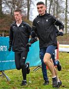 9 December 2023; Ireland athletes Michael Morgan, left, and Keelan Kilrehill during a course inspection and training session ahead of the SPAR European Cross Country Championships at Laeken Park in Brussels, Belgium. Photo by Sam Barnes/Sportsfile