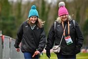 9 December 2023; Fionnuala McCormack of Ireland, left, and Athletics Ireland Operations Team Manager Teresa McDaid during a course inspection and training session ahead of the SPAR European Cross Country Championships at Laeken Park in Brussels, Belgium. Photo by Sam Barnes/Sportsfile
