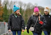9 December 2023; Fionnuala McCormack of Ireland, left, with Athletics Ireland Operations Team Manager Teresa McDaid, centre, and Mary Mulhare of Ireland, right, during a course inspection and training session ahead of the SPAR European Cross Country Championships at Laeken Park in Brussels, Belgium. Photo by Sam Barnes/Sportsfile