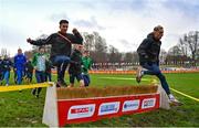 9 December 2023; Ireland athletes Abdel Laadjel, left, and Brian Fay during a course inspection and training session ahead of the SPAR European Cross Country Championships at Laeken Park in Brussels, Belgium. Photo by Sam Barnes/Sportsfile
