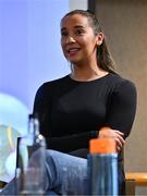 9 December 2023; Cavan ladies footballer Neasa Byrd addresses the audience during the GPA Rookie Camp at the Crowne Plaza Hotel in Belfast. Photo by Ben McShane/Sportsfile