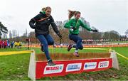 9 December 2023; Ireland athletes Anika Thompson, left, and Aoife O'Cuill during a course inspection and training session ahead of the SPAR European Cross Country Championships at Laeken Park in Brussels, Belgium. Photo by Sam Barnes/Sportsfile