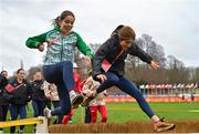 9 December 2023; Ireland athletes Avril Millerick, left, and Kirsty Maher a during a course inspection and training session ahead of the SPAR European Cross Country Championships at Laeken Park in Brussels, Belgium. Photo by Sam Barnes/Sportsfile