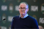 9 December 2023; Former FAI chairperson Roy Barrett during the annual general meeting of the Football Association of Ireland at the Radisson Blu St. Helen's Hotel in Dublin. Photo by Stephen McCarthy/Sportsfile