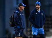 9 December 2023; Senior coach Jacques Nienaber speaks with Robbie Henshaw during a Leinster Rugby captain's run at Stade Marcel Deflandre in La Rochelle, France.  Photo by Harry Murphy/Sportsfile