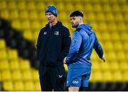 9 December 2023; Head coach Leo Cullen and Harry Byrne during a Leinster Rugby captain's run at Stade Marcel Deflandre in La Rochelle, France.  Photo by Harry Murphy/Sportsfile