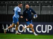 9 December 2023; Jamison Gibson-Park, right, and Jordan Larmour during a Leinster Rugby captain's run at Stade Marcel Deflandre in La Rochelle, France.  Photo by Harry Murphy/Sportsfile