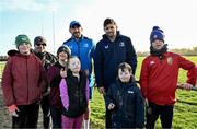 10 December 2023; As part of the club’s 12 County Tour, Leinster Rugby players Jack Conan and Ross Byrne visited Roscrea RFC for their minis’ Christmas Party. Pictured are Jack Conan and Ross Byrne with the Roscrea RFC Jedi team at Roscrea RFC in Tipperary. Photo by Tyler Miller/Sportsfile