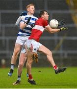 10 December 2023; Barry O'Sullivan of Dingle catches ball ahead of Jack Cahalane of Castlehaven during the AIB Munster GAA Football Senior Club Championship Final match between Dingle, Kerry, and Castlehaven, Cork, at TUS Gaelic Grounds in Limerick. Photo by Brendan Moran/Sportsfile