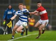 10 December 2023; Jack Cahalane of Castlehaven is tackled by Tom Leo O'Sullivan of Dingle during the AIB Munster GAA Football Senior Club Championship Final match between Dingle, Kerry, and Castlehaven, Cork, at TUS Gaelic Grounds in Limerick. Photo by Tom Beary/Sportsfile