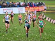 10 December 2023; Anika Thompson of Ireland, centre, competes in the U23 women's 7000m during the SPAR European Cross Country Championships at Laeken Park in Brussels, Belgium. Photo by Sam Barnes/Sportsfile
