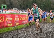 10 December 2023; Keelan Kilrehill of Ireland competes in the senior men's 9000m during the SPAR European Cross Country Championships at Laeken Park in Brussels, Belgium. Photo by Sam Barnes/Sportsfile