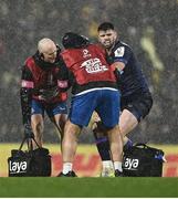10 December 2023; Harry Byrne of Leinster receives treatment for an injury during the Investec Champions Cup match between La Rochelle and Leinster at Stade Marcel Deflandre in La Rochelle, France. Photo by Harry Murphy/Sportsfile