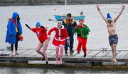 10 December 2023; Pictured at the Dungarvan Polar Plunge is Clare Morrissey from Dungarvan, second from right, which saw participants get “Freezin’ for a Reason” to raise funds for Special Olympics Ireland athletes in an event sponsored by Gala Retail at Dungarvan Beach in Waterford. Photo by Eóin Noonan/Sportsfile