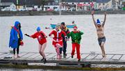 10 December 2023; Pictured at the Dungarvan Polar Plunge is Clare Morrissey from Dungarvan, second from right, which saw participants get “Freezin’ for a Reason” to raise funds for Special Olympics Ireland athletes in an event sponsored by Gala Retail at Dungarvan Beach in Waterford. Photo by Eóin Noonan/Sportsfile