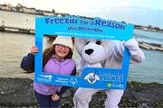 10 December 2023; Pictured at the Dungarvan Polar Plunge is Ellie Cummins, age 7, from Abbeyside, Waterford which saw participants get “Freezin’ for a Reason” to raise funds for Special Olympics Ireland athletes in an event sponsored by Gala Retail at Dungarvan Beach in Waterford. Photo by Eóin Noonan/Sportsfile