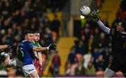 10 December 2023; Scotstown goalkeeper Rory Beggan makes a save from Eunan Mulholland of Glen during the AIB Ulster GAA Football Senior Club Championship Final match between Glen of Derry, and Scotstown of Monaghan, at BOX-IT Athletic Grounds in Armagh. Photo by Ramsey Cardy/Sportsfile