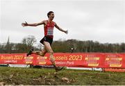 10 December 2023; Axel Vang Christensen of Denmark on his way to winning the U20 men's 5000 during the SPAR European Cross Country Championships at Laeken Park in Brussels, Belgium. Photo by Sam Barnes/Sportsfile
