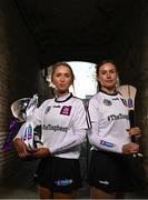 12 December 2023; AIB ambassadors and camogie players, Laura Ward of Sarsfields, Galway, left, and Caoimhe Dowling of Dicksboro, Kilkenny, pictured ahead of this weekend’s AIB Camogie All-Ireland Senior Club Championship final and for the release of the second episode of ‘Meet #TheToughest’, a new content series from AIB that will showcase some of the final stages of this year’s AIB Camogie All-Ireland Club Championships, through footage captured by cameras worn by players for the first time in Gaelic Games. You can view the second episode of ‘Meet #TheToughest’ here: https://youtu.be/-VO2GONeRdk. Photo by Ramsey Cardy/Sportsfile