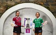 12 December 2023; AIB ambassadors and camogie players, Caoimhe Dowling of Dicksboro, Kilkenny, left, and Laura Ward of Sarsfields, Galway, pictured ahead of this weekend’s AIB Camogie All-Ireland Senior Club Championship final and for the release of the second episode of ‘Meet #TheToughest’, a new content series from AIB that will showcase some of the final stages of this year’s AIB Camogie All-Ireland Club Championships, through footage captured by cameras worn by players for the first time in Gaelic Games. You can view the second episode of ‘Meet #TheToughest’ here: https://youtu.be/-VO2GONeRdk. Photo by Ramsey Cardy/Sportsfile