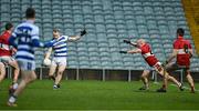 10 December 2023; Cathal Maguire of Castlehaven kicks a point to level the game at the end of extra time during the AIB Munster GAA Football Senior Club Championship Final match between Dingle, Kerry, and Castlehaven, Cork, at TUS Gaelic Grounds in Limerick. Photo by Brendan Moran/Sportsfile