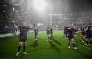 10 December 2023; Leinster players, including James Ryan, left, celebrate after the Investec Champions Cup match between La Rochelle and Leinster at Stade Marcel Deflandre in La Rochelle, France. Photo by Harry Murphy/Sportsfile