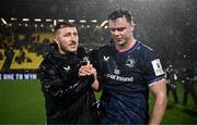 10 December 2023; Will Connors, left, and James Ryan of Leinster celebrate after the Investec Champions Cup match between La Rochelle and Leinster at Stade Marcel Deflandre in La Rochelle, France. Photo by Harry Murphy/Sportsfile