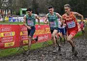 10 December 2023; Hugh Armstrong of Ireland, left, and Keelan Kilrehill of Ireland compete in the senior men's 9000m during the SPAR European Cross Country Championships at Laeken Park in Brussels, Belgium. Photo by Sam Barnes/Sportsfile