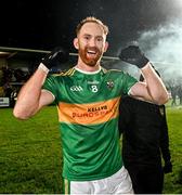 10 December 2023; Conor Glass of Glen celebrates after the AIB Ulster GAA Football Senior Club Championship Final match between Glen of Derry, and Scotstown of Monaghan, at BOX-IT Athletic Grounds in Armagh. Photo by Ramsey Cardy/Sportsfile
