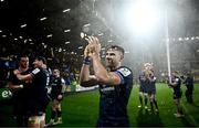 10 December 2023; Hugo Keenan of Leinster applauds supporters after his side's victory in the Investec Champions Cup match between La Rochelle and Leinster at Stade Marcel Deflandre in La Rochelle, France. Photo by Harry Murphy/Sportsfile